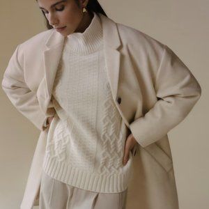 NWT Everlane The Italian ReWool® Cocoon Coat Size S in Cream